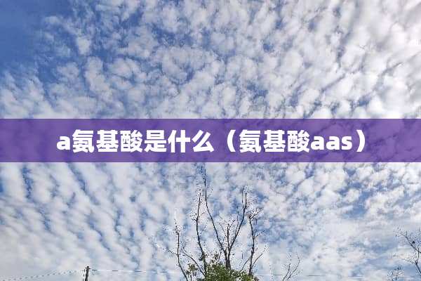 a氨基酸是什么（氨基酸aas）