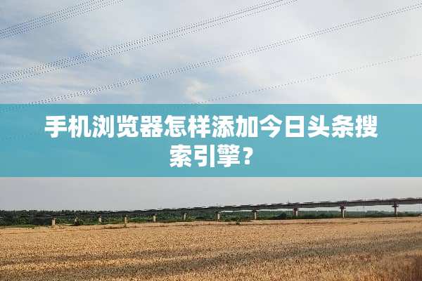 手机浏览器怎样添加今日头条搜索引擎？