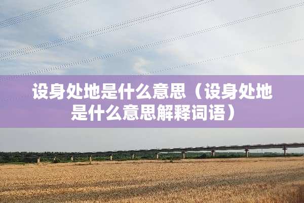 设身处地是什么意思（设身处地是什么意思解释词语）