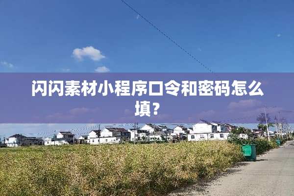 闪闪素材小程序口令和密码怎么填？