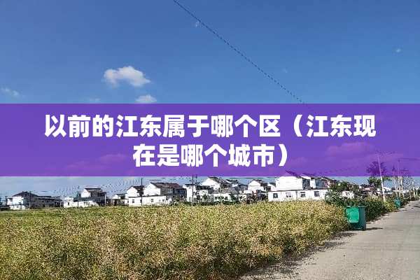 以前的江东属于哪个区（江东现在是哪个城市）