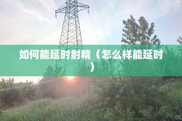 如何能延时**（怎么样能延时）