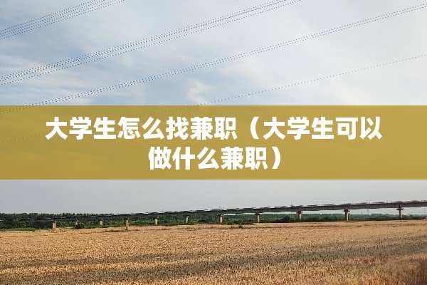大学生怎么找兼职（大学生可以做什么兼职）