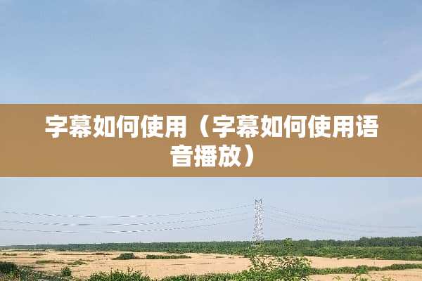 字幕如何使用（字幕如何使用语音播放）