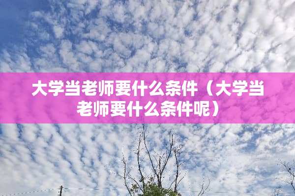 大学当老师要什么条件（大学当老师要什么条件呢）