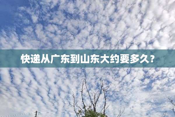 快递从广东到山东大约要多久？
