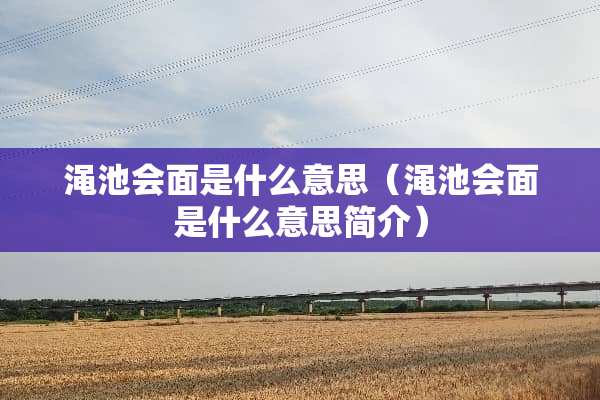渑池会面是什么意思（渑池会面是什么意思简介）