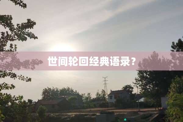 世间轮回经典语录？