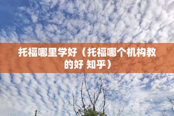 托福哪里学好（托福哪个机构教的好 知乎）
