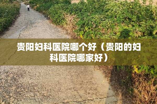 贵阳妇科医院哪个好（贵阳的妇科医院哪家好）