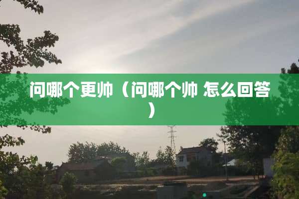 问哪个更帅（问哪个帅 怎么回答）
