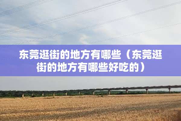东莞逛街的地方有哪些（东莞逛街的地方有哪些好吃的）