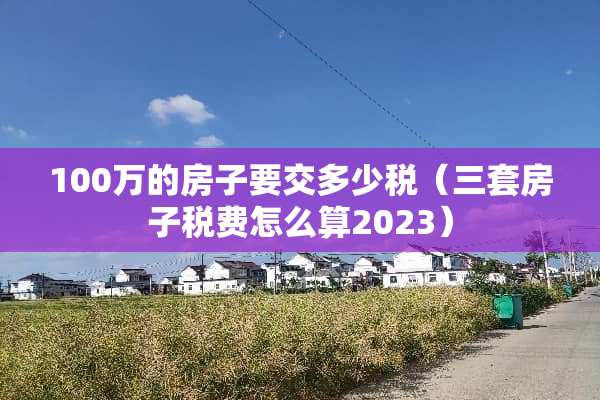 100万的房子要交多少税（三套房子税费怎么算2023）