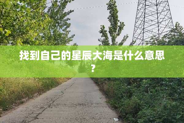 找到自己的星辰大海是什么意思？