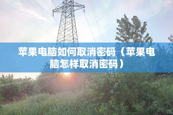 苹果电脑如何取消密码（苹果电脑怎样取消密码）