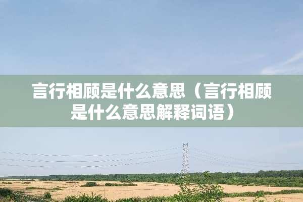 言行相顾是什么意思（言行相顾是什么意思解释词语）