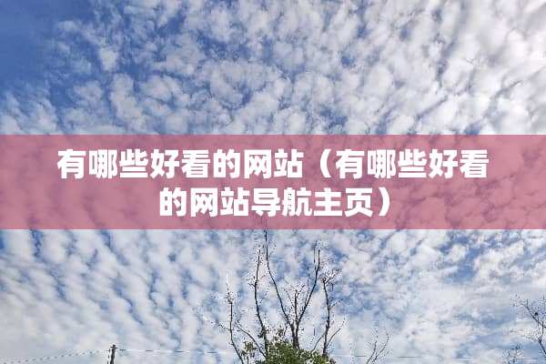 有哪些好看的网站（有哪些好看的网站导航主页）