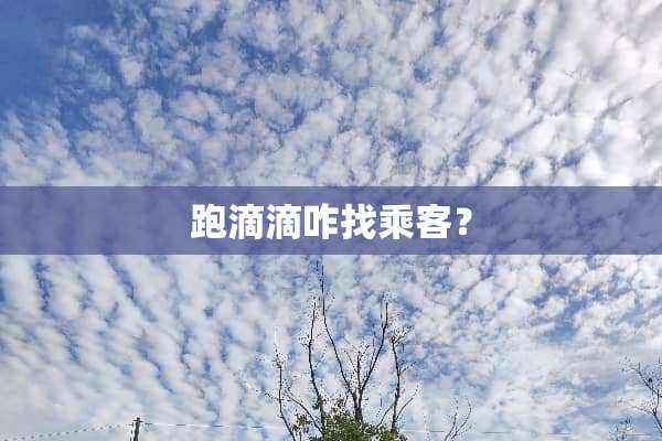 跑滴滴咋找乘客？