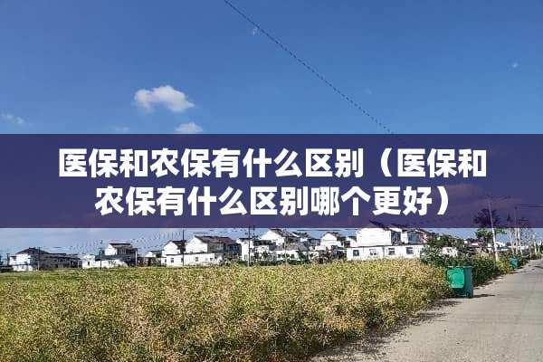 医保和农保有什么区别（医保和农保有什么区别哪个更好）