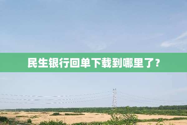 民生银行回单下载到哪里了？