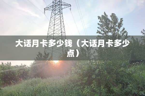 大话月卡多少钱（大话月卡多少点）