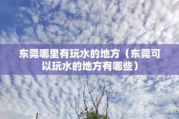 东莞哪里有玩水的地方（东莞可以玩水的地方有哪些）