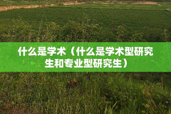 什么是学术（什么是学术型研究生和专业型研究生）