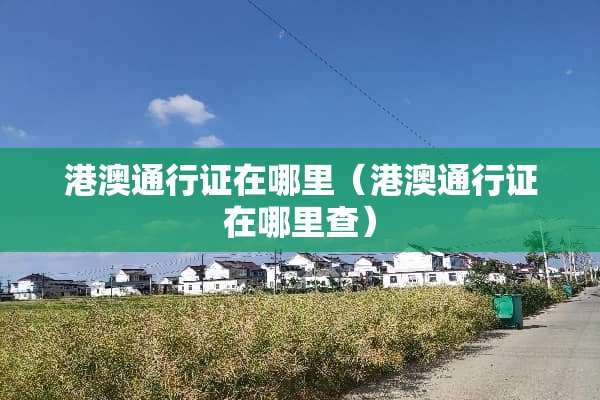 港澳***在哪里（港澳***在哪里查）