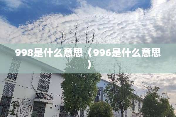 998是什么意思（996是什么意思）