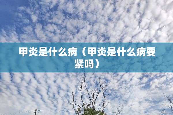 甲炎是什么病（甲炎是什么病要紧吗）