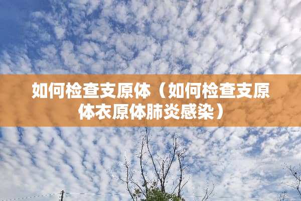 如何检查支原体（如何检查支原体衣原体肺炎感染）