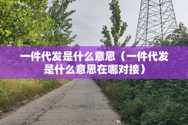 一件代发是什么意思（一件代发是什么意思在哪对接）