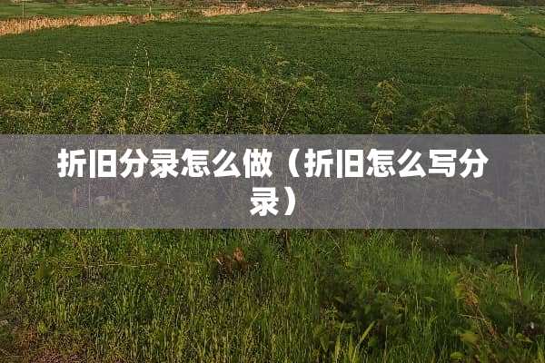 折旧分录怎么做（折旧怎么写分录）