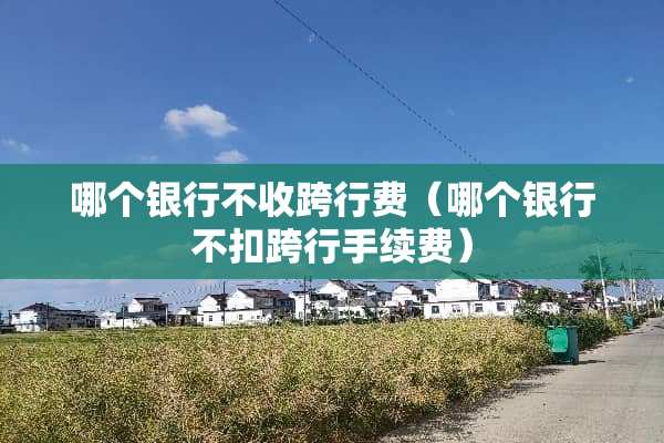 哪个银行不收跨行费（哪个银行不扣跨行手续费）