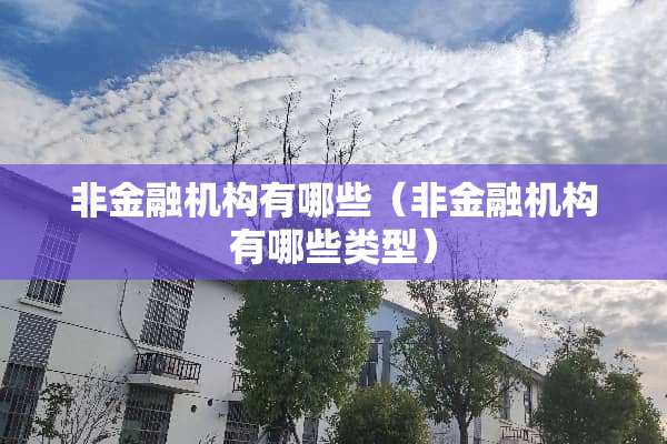 非金融机构有哪些（非金融机构有哪些类型）