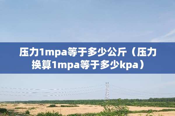 压力1mpa等于多少公斤（压力换算1mpa等于多少kpa）