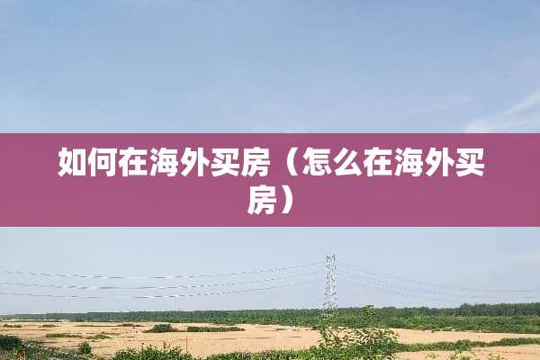 如何在海外买房（怎么在海外买房）