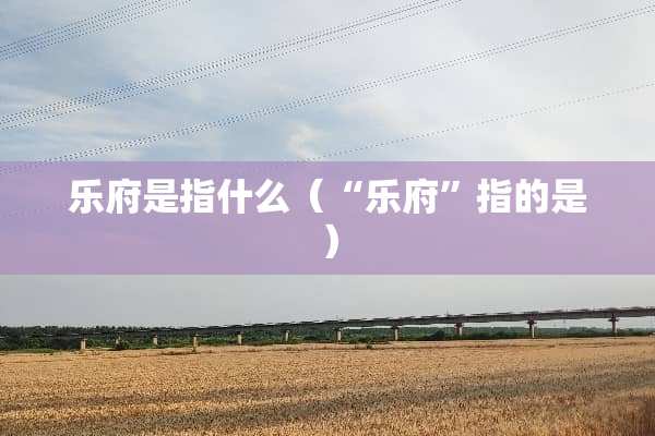 乐府是指什么（“乐府”指的是）