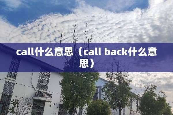 call什么意思（call back什么意思）