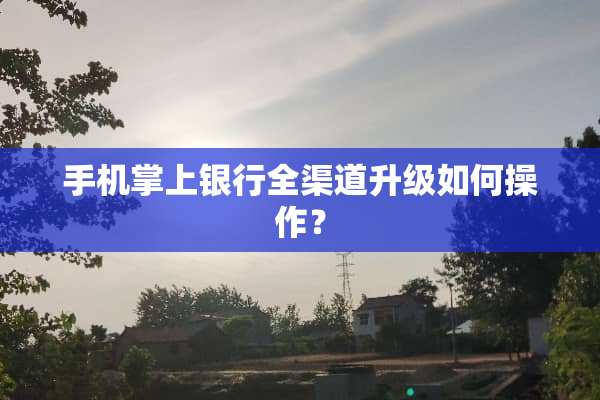 手机掌上银行全渠道升级如何操作？
