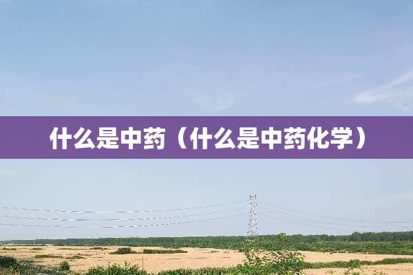 什么是中药（什么是中药化学）