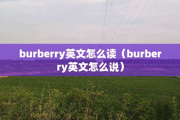 burberry英文怎么读（burberry英文怎么说）