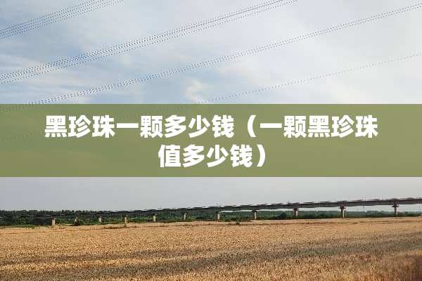 黑珍珠一颗多少钱（一颗黑珍珠值多少钱）