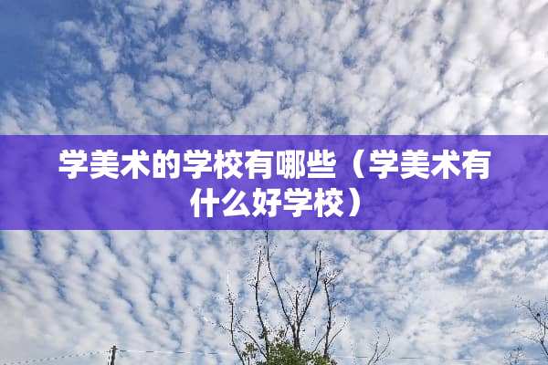 学美术的学校有哪些（学美术有什么好学校）