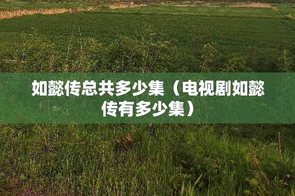 如懿传总共多少集（电视剧如懿传有多少集）