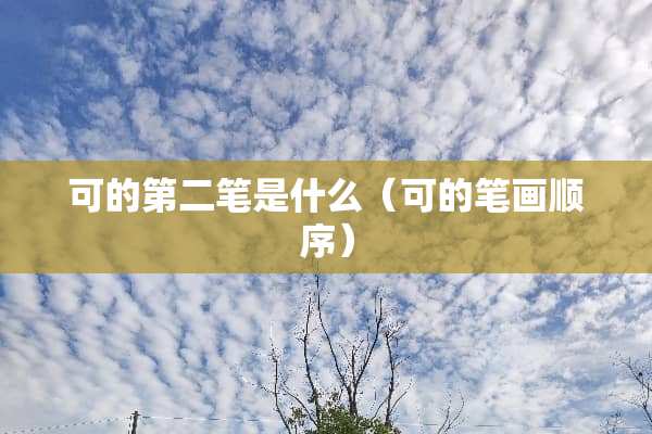 可的第二笔是什么（可的笔画顺序）