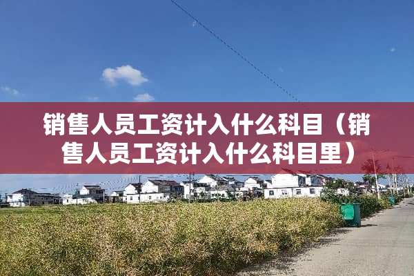 销售人员工资计入什么科目（销售人员工资计入什么科目里）