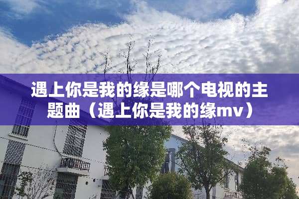 遇上你是我的缘是哪个电视的主题曲（遇上你是我的缘mv）