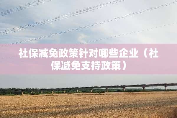 社保减免政策针对哪些企业（社保减免支持政策）