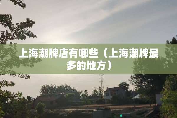 上海潮牌店有哪些（上海潮牌最多的地方）